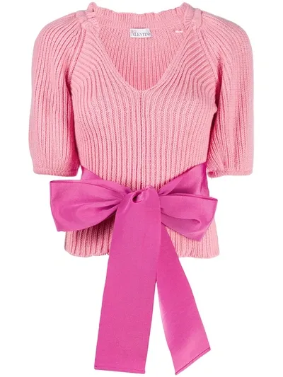 Red Valentino Bow-embellished Jumper In Pink