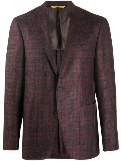 Canali Tartan Pattern Single-breasted Blazer In Red