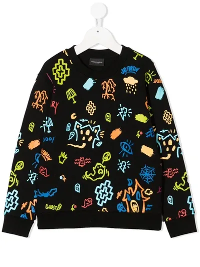 Marcelo Burlon County Of Milan Kids' All Over Print Cotton Sweatshirt In Black