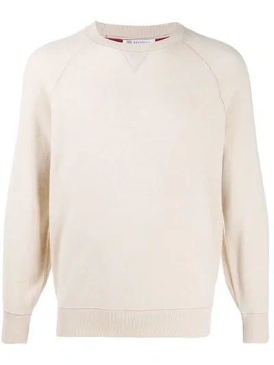 Brunello Cucinelli Round Neck Sweatshirt In Neutrals