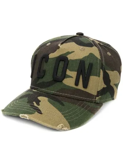 Dsquared2 Gabardine Baseball Cap W/ Logo In Green