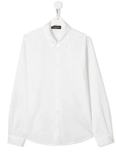 Young Versace Kids' Long-sleeve Poplin Shirt In White