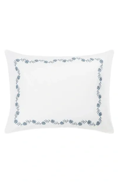 Matouk Daphne Floral Embroidered Count Sham In Hazy Blue