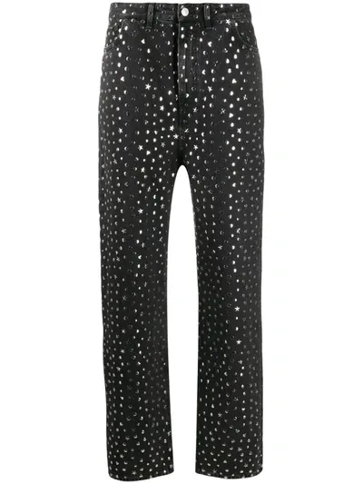 Balenciaga Studded Wide-leg Jeans In Black