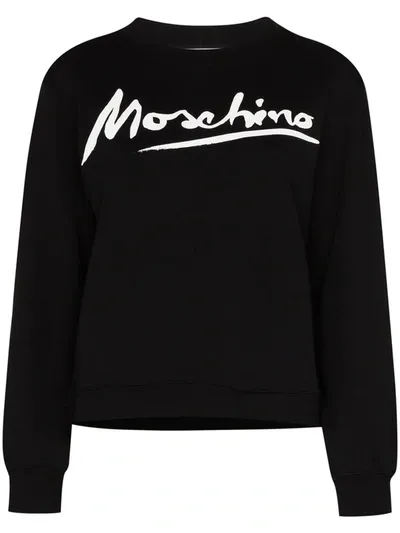 Moschino Logo Print Sweatshirt In Black,white