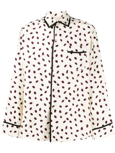 Marni Polka-dot Logo-jacquard Satin Shirt In White