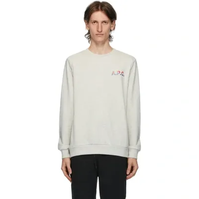 Apc Two Tone Logo Print Cotton Sweatshirt In Paa Ecruchi