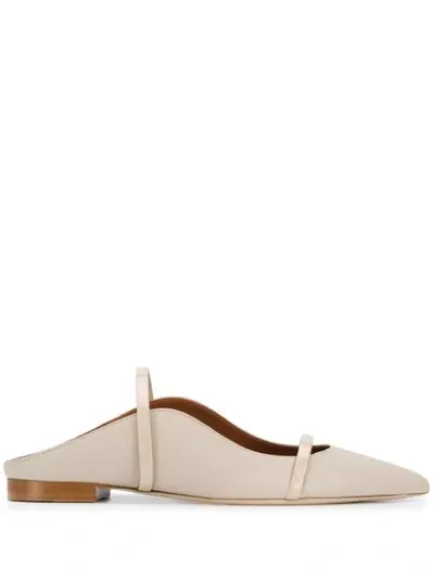 Malone Souliers Maureen Metallic Pointed Toe Flat In Beige