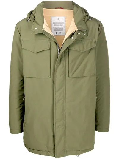 Brunello Cucinelli Drawstring Hooded Jacket In Green