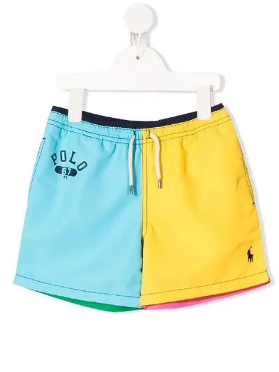 Ralph Lauren Kids' Colour-block Drawstring Shorts In Blue