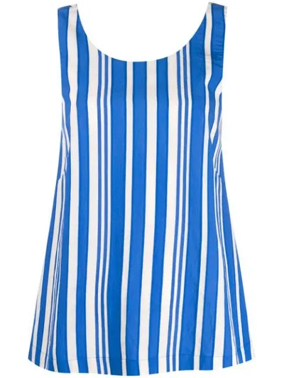 Chinti & Parker Tie-back Cutout Striped Jacquard Top In Blue