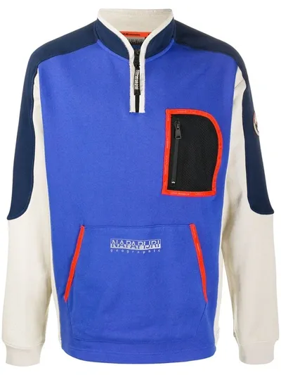 Napapijri Colour-block Cotton Sweatshirt In Blue