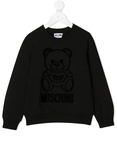 Moschino Kids' Logo Detail Cotton Sweatshirt In Black