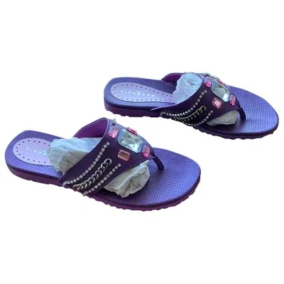 Pre-owned John Richmond Leather Flip Flops In Purple