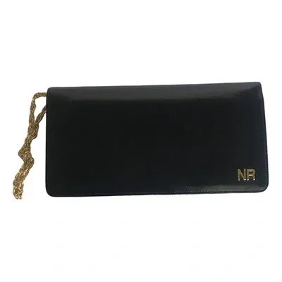 Pre-owned Nina Ricci Leather Clutch Bag In Black