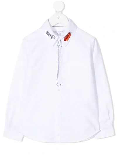 Little Marc Jacobs Kids' Graphic-embroidered Cotton Shirt In White