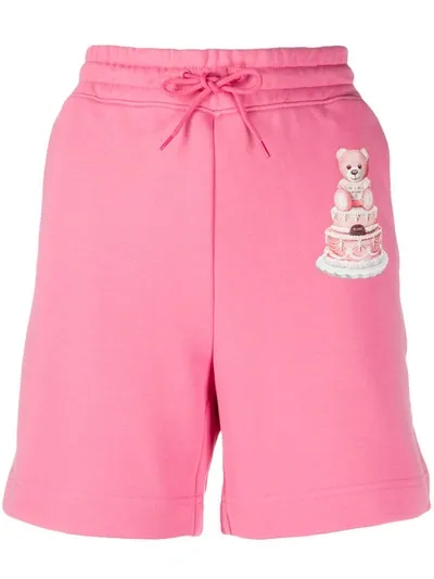 Moschino Teddy Cake Printed Jersey Shorts In Pink