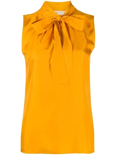 Tory Burch Pussy Bow Blouse In Orange