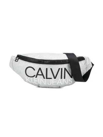 Calvin Klein Kids' Logo Print Belt Bag In Grey