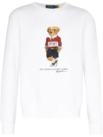 Polo Ralph Lauren Magic Polo Bear Print Sweatshirt In White