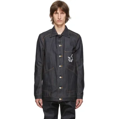 Sulvam Logo-appliqued Denim Jacket In Indigo