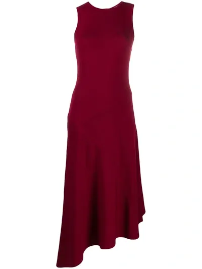 Michael Michael Kors Asymmetric Hem Midi Dress In Red