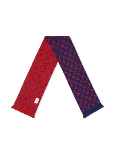 Gucci Kids' Gg Supreme Scarf In Blue