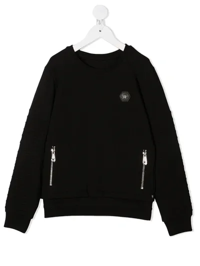 Philipp Plein Junior Kids' Institutional Logo Plaque Sweatshirt In Black