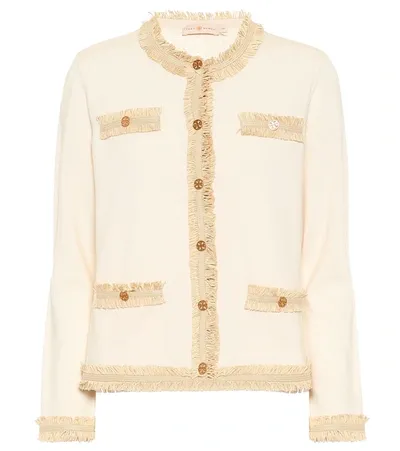 Tory Burch Kendra Fringe-trimmed Merino Cardigan In New Ivory