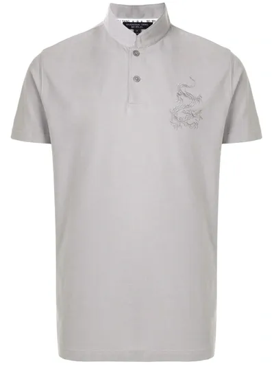 Shanghai Tang Logo Embroidered Polo Shirt In Grey