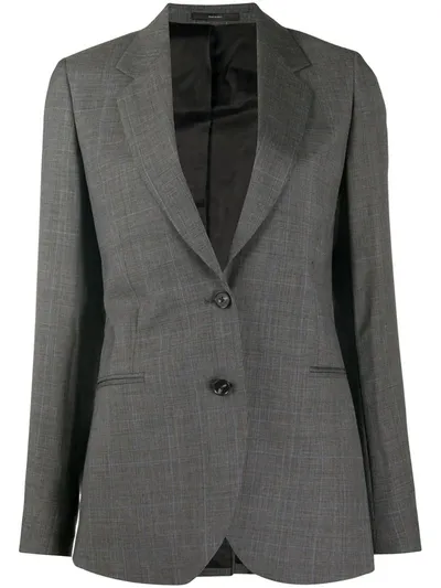 Paul Smith Check Print Single-breasted Blazer In Grey