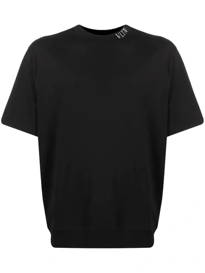 Valentino Jacquard Vltn Logo Detail T-shirt In Black