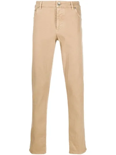 Brunello Cucinelli High Rise Slim-fit Jeans In Neutrals