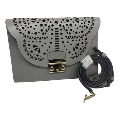 Pre-owned Furla Leather Clutch Bag In Grey