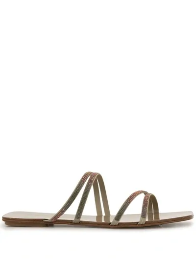 Pedro Garcia Kalene Crystal Embellished Slide Sandal In Brown