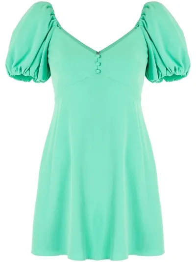 Alice And Olivia Dana Puff Sleeve Flare Dress In Green