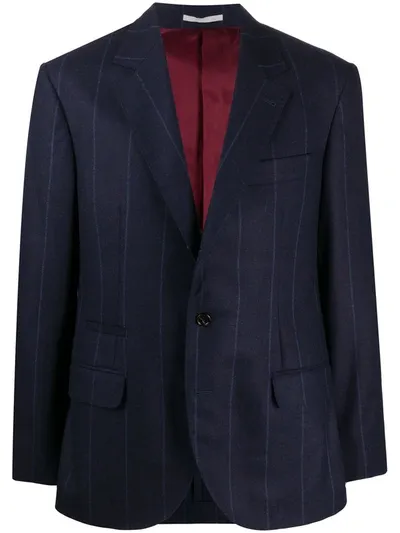 Brunello Cucinelli Striped Single-breasted Blazer In Blue