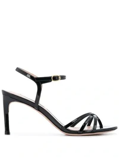 Stuart Weitzman Starla Patent Leather Sandals In Black