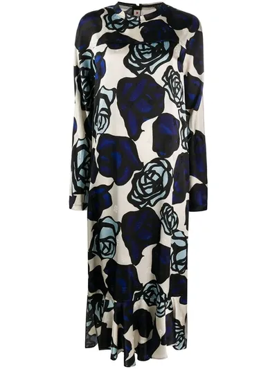 Marni Rose-print Long Dress In Black