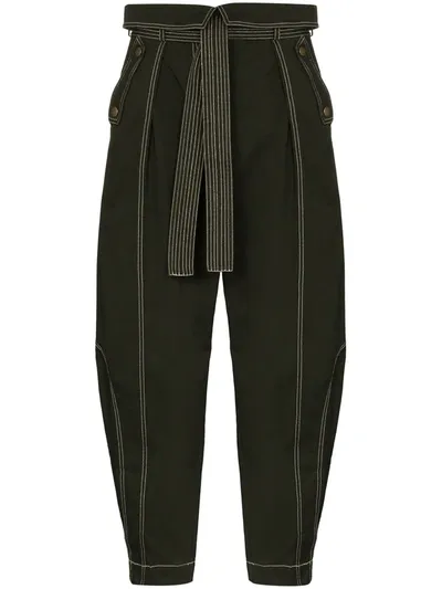 Ulla Johnson Green Rowen Tie Waist Trousers