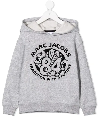 Little Marc Jacobs Kids' Branded Hoodie In Grey