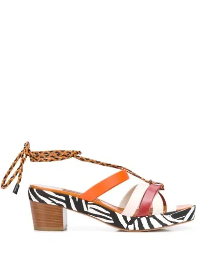 Missoni Braided Ankle Strap Sandals In Orange