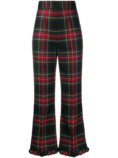 Miu Miu Tartan-check Cropped Trousers In Black