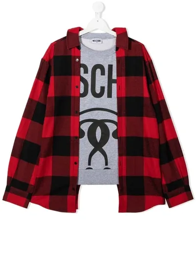 Moschino Teen Lumberjack Sweater-shirt In Red