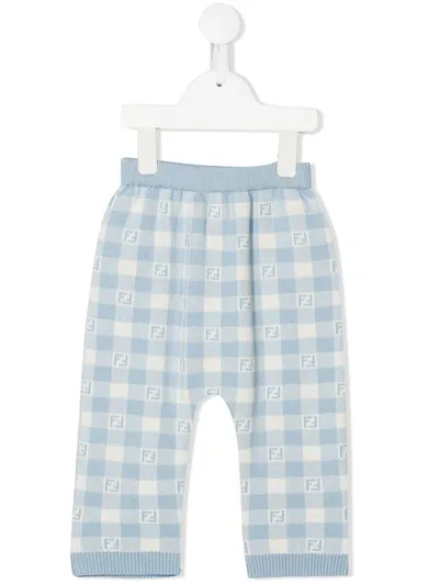 Fendi Light Blue And Ivory Pant With Double Ff For Baby Boy