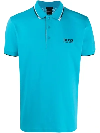 Hugo Boss Contrast Trim Polo Shirt In Blue