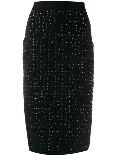 Michael Michael Kors Studded Stretch-knit Skirt In Black