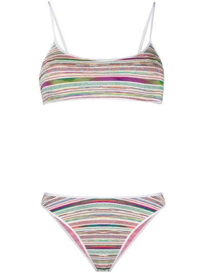 Missoni Mare Striped Metallic Stretch-knit Bikini In White