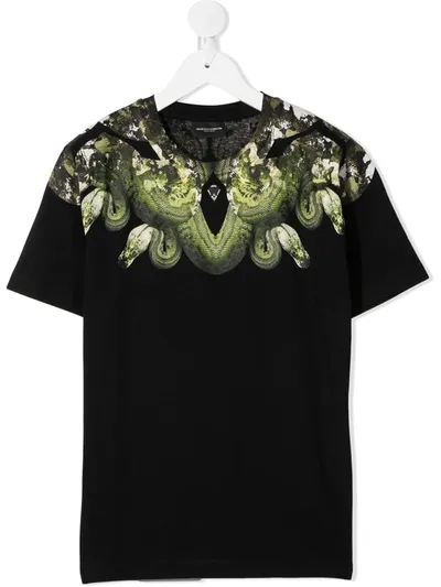 Marcelo Burlon County Of Milan Teen Snake Print Crewneck T-shirt In Black