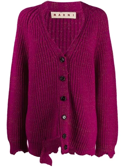 Marni Deconstructed Cardigan In Pink